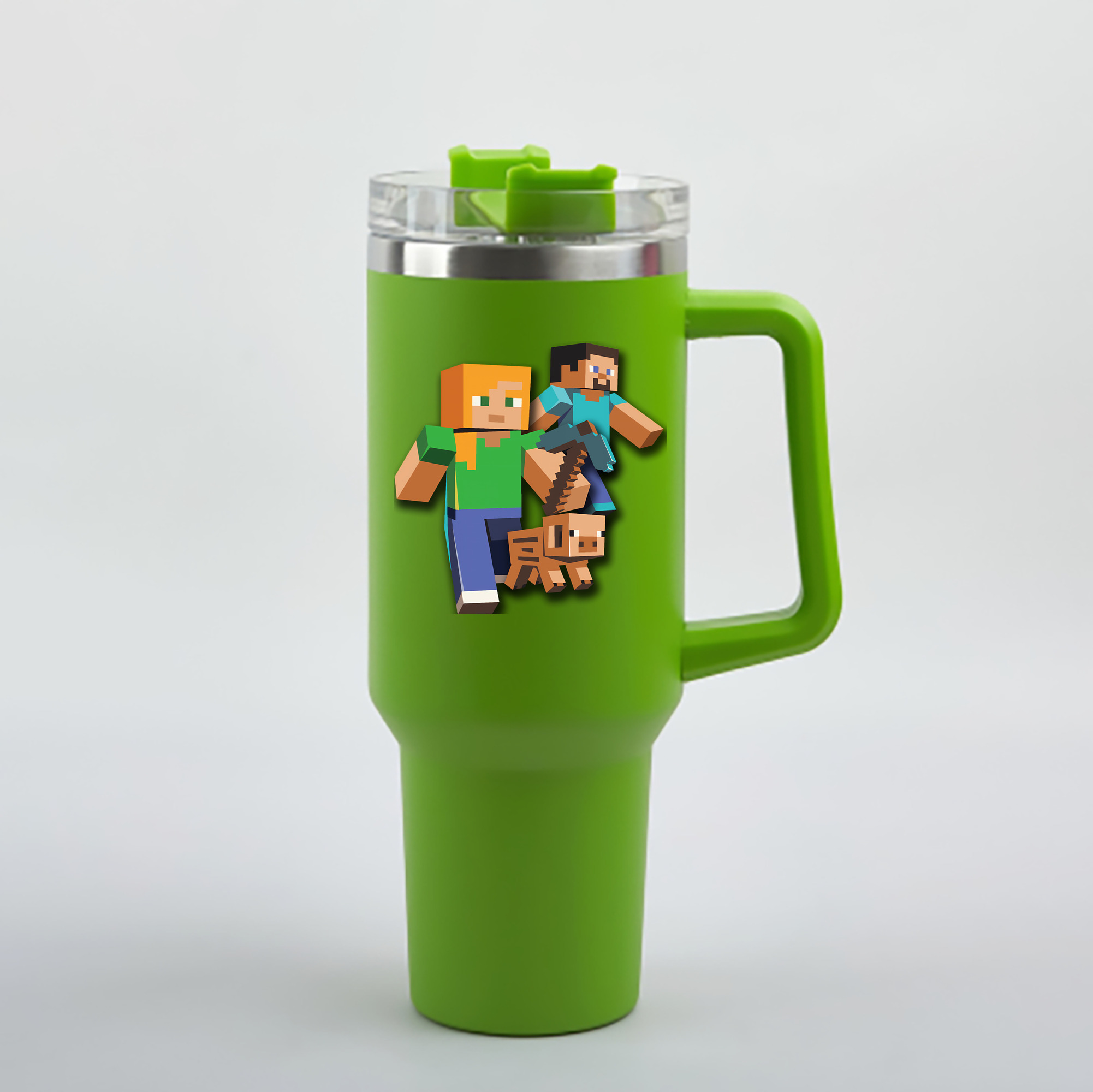 （画像用） マインクラフト ブロックの世界 Minecraft MC Block world 1200mL車用タンブラー - クリスタルステッカー（プラスチックストロー付き）